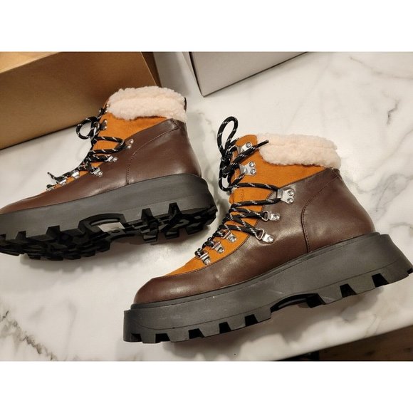 Urban Outfitters UO Size 10 Women's Boots Tina Colorblock Sherpa Hiker $99 NIB - Picture 3 of 6